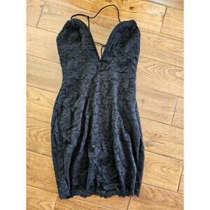 Bebe Black Lace Spaghetti Strap Plunge Dress Women's S Party Cocktail Wedding